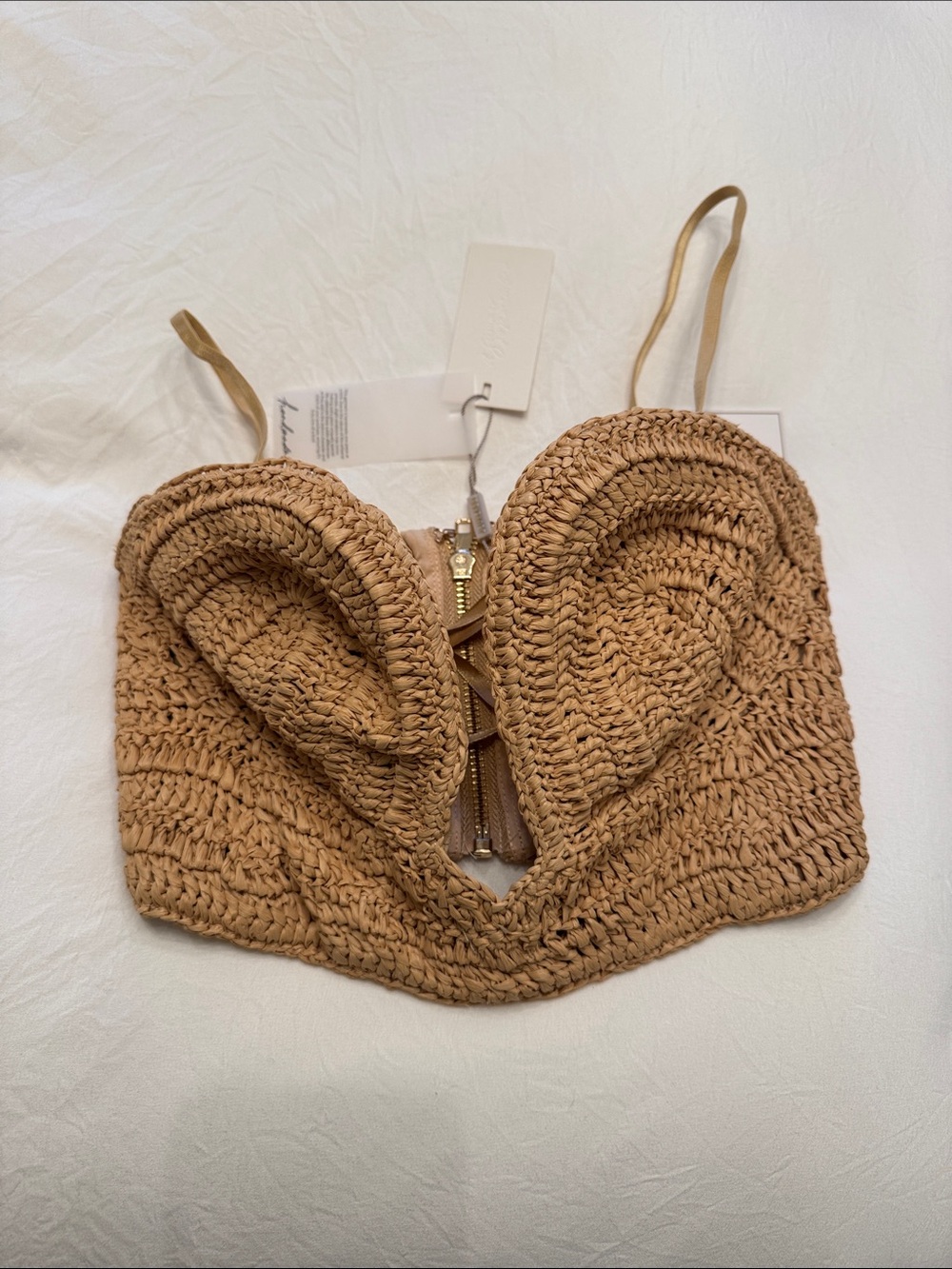 JLUXLABEL Tan Crochet Bustier Camisole
